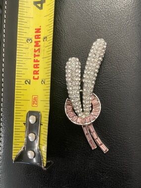 Rhinestone Pink and Clear Crystal Brooch Pin
